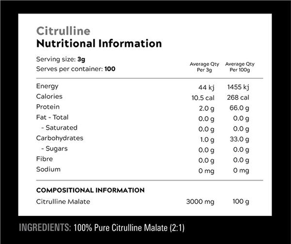 Switch Nutrition 100% Pure Citrulline Malate Supplement Facts